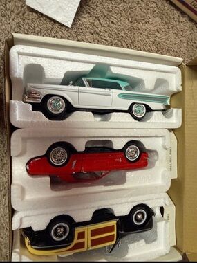 3 die cast cars f collectors, mint condition and nice to display!